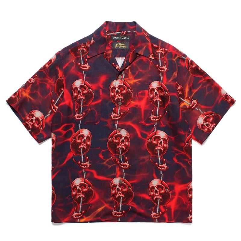 画像1: WACKO MARIA/56 TATTOO STUDIO / HAWAIIAN SHIRT（NAVY）［ハワイアンシャツ-25春夏］