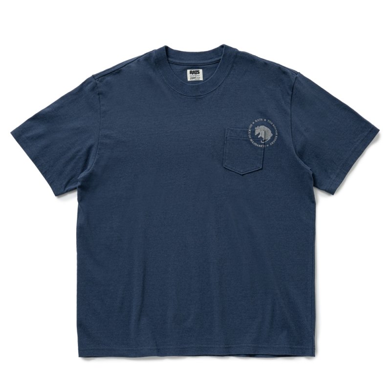 画像1: RATS/CIRCLE POCKET TEE BACK PRINT（NAVY）［プリントポケT-25春夏］