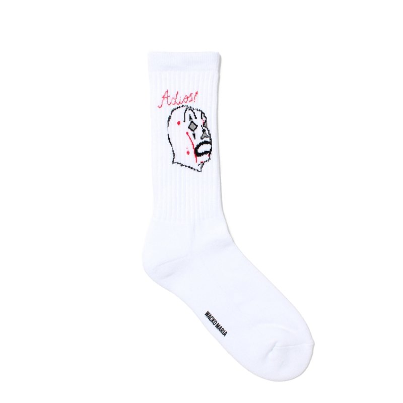 画像1: WACKO MARIA/MASK JACQUARD SOCKS（WHITE）［マスクジャガードソックス-25春夏］