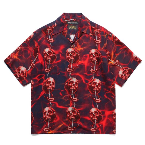 画像1: WACKO MARIA/56 TATTOO STUDIO / HAWAIIAN SHIRT（NAVY）［ハワイアンシャツ-25春夏］