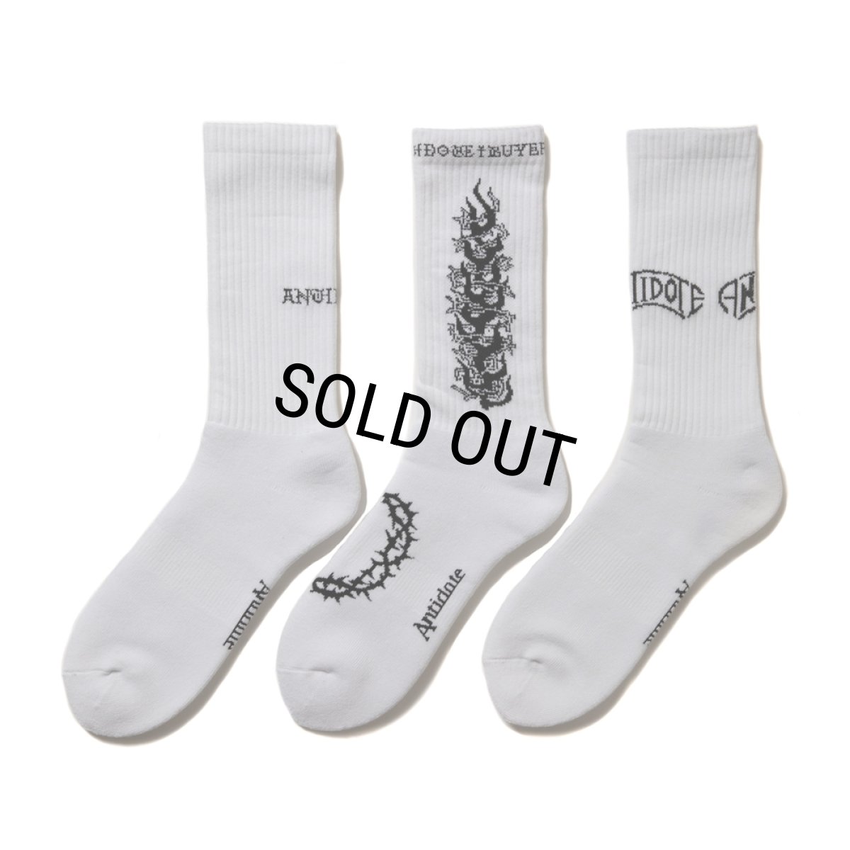 画像1: ANTIDOTE BUYERS CLUB/3 Pack Socks（White） (1)