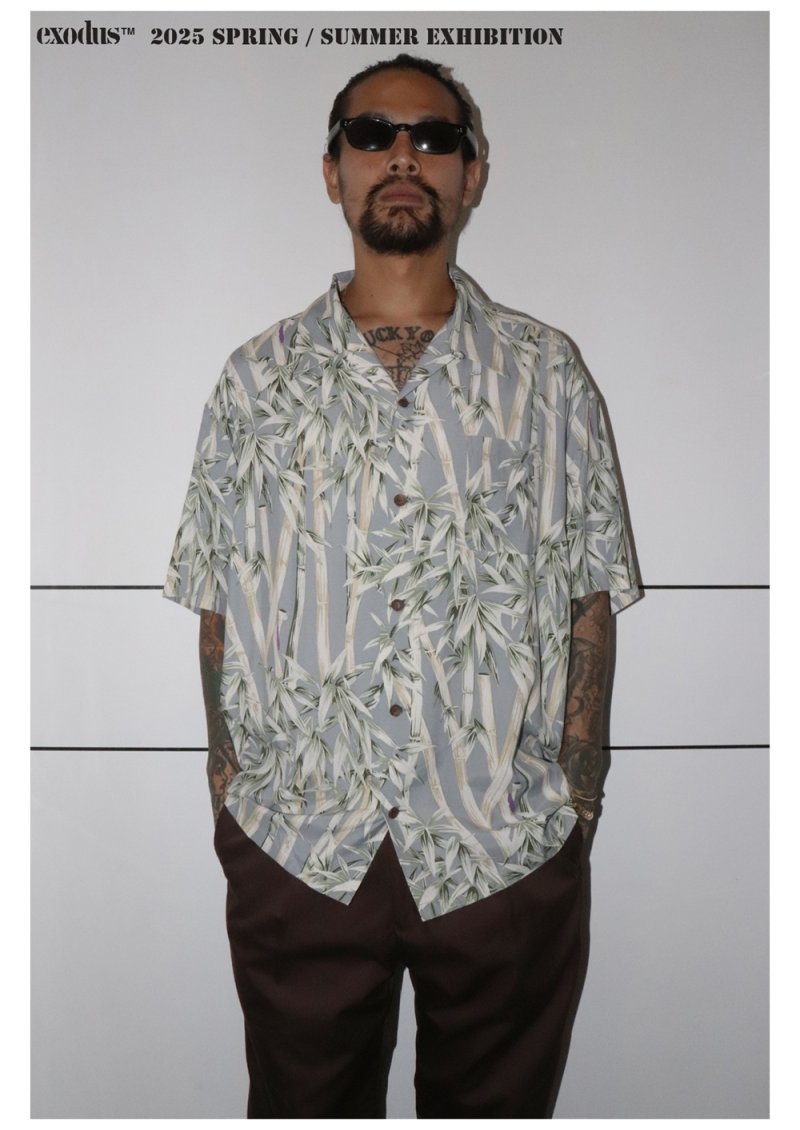 画像2: 【30％OFF】exodus/BIG BAMBOO HAWAIIAN SHIRT（GREY）［ビッグバンブーハワイアンシャツ-25春夏］