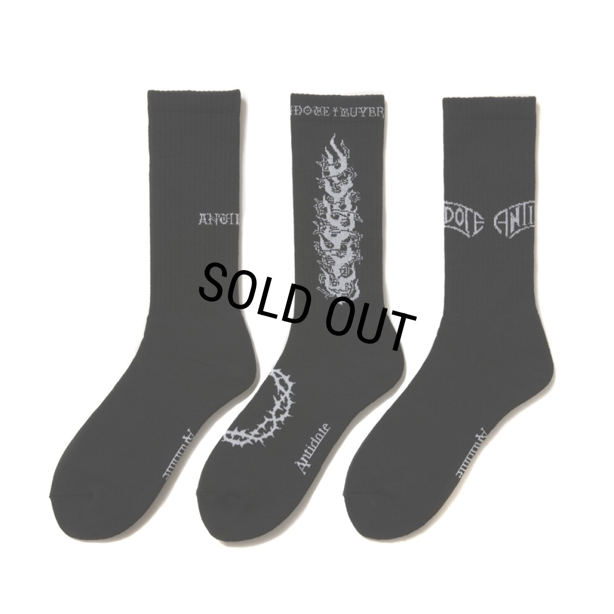画像1: ANTIDOTE BUYERS CLUB/3 Pack Socks（Black） (1)