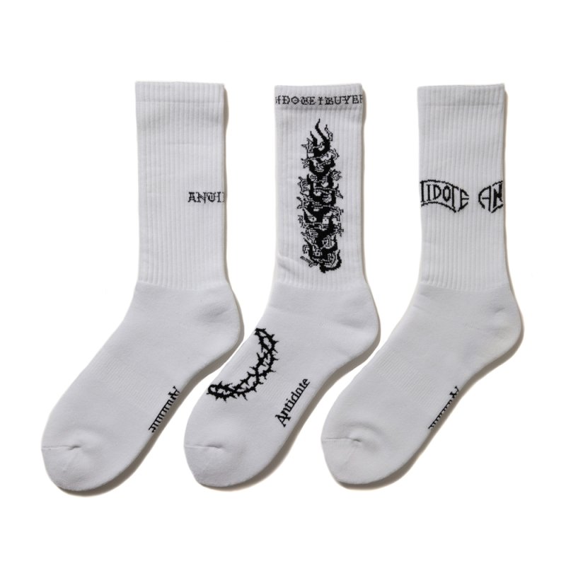 画像1: ANTIDOTE BUYERS CLUB/3 Pack Socks（White）
