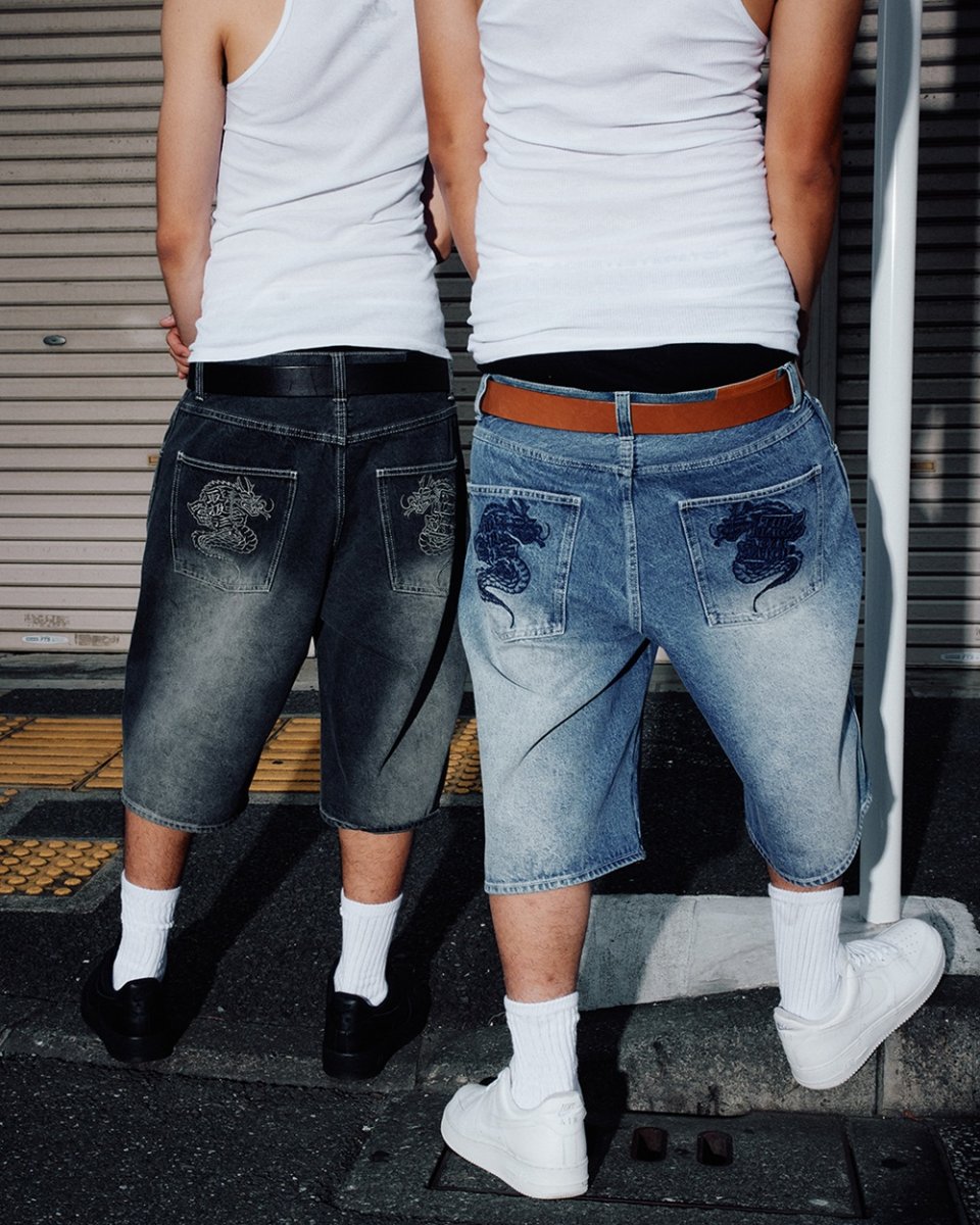 画像3: BlackEyePatch/OG DRAGON BAGGY DENIM SHORTS（INDIGO） (3)