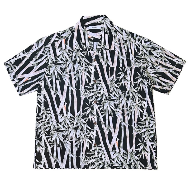 画像1: 【30％OFF】exodus/BIG BAMBOO HAWAIIAN SHIRT（BLACK）［ビッグバンブーハワイアンシャツ-25春夏］