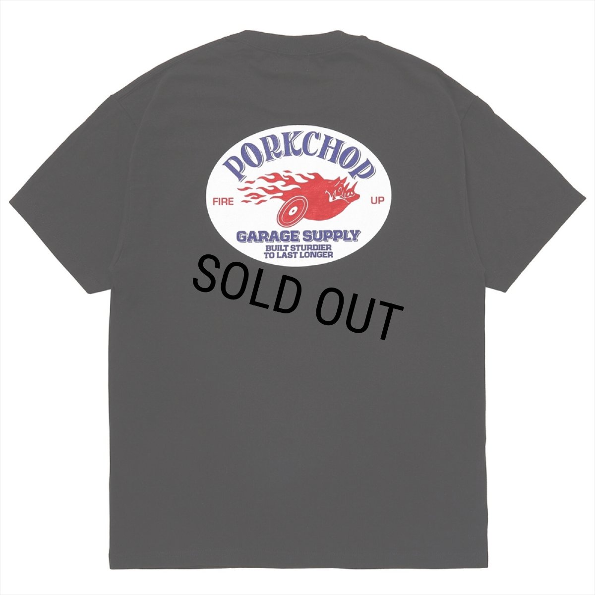 画像1: PORKCHOP/FIRE UP TEE（BLACK）［ファイヤーアップT-25春夏］ (1)