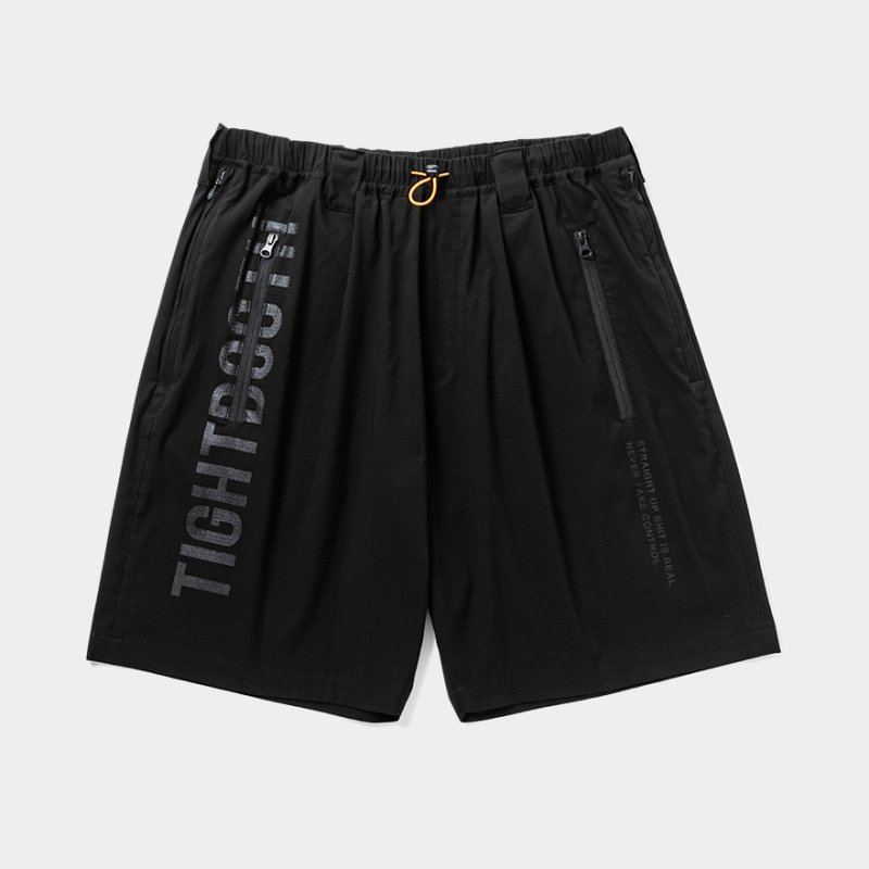 画像1: TIGHTBOOTH/LABEL LOGO BOARD SHORTS（Black）［ボードショーツ-25夏］