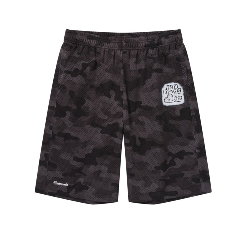 画像1: BlackEyePatch/SPRAYED OG LABEL BAGGY MESH SHORTS(BLACK CAMO)