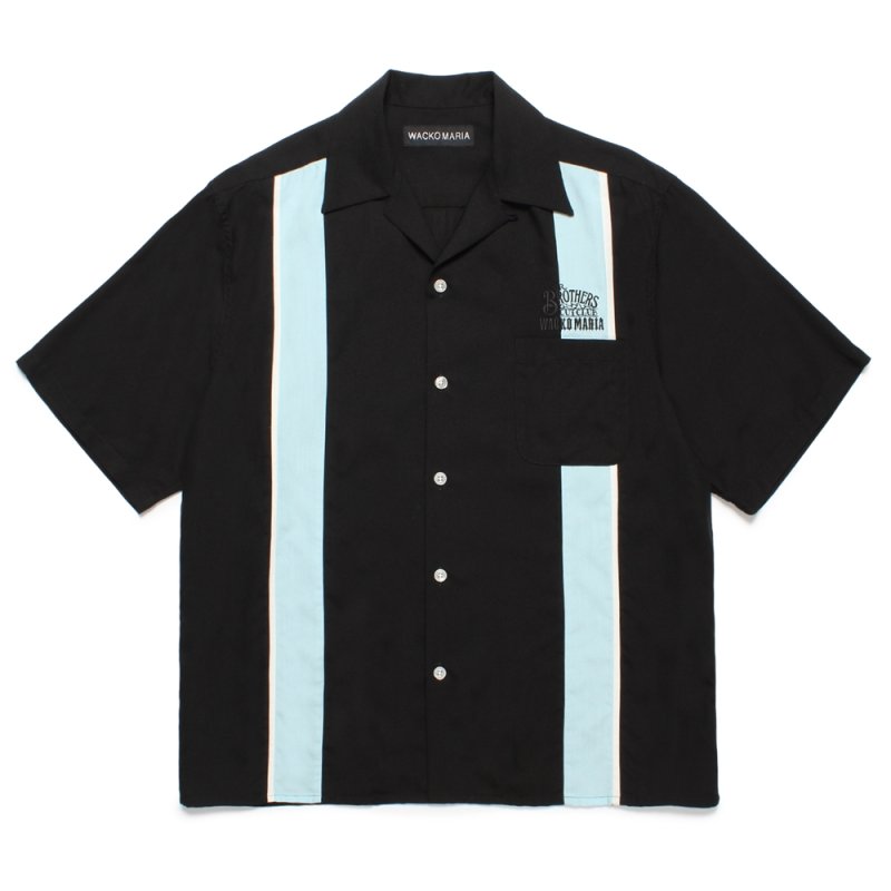 画像1: WACKO MARIA/MR.BROTHERS CUT CLUB / SWITCHING 50'S SHIRT（BLACK）［スイッチング50'Sシャツ-25春夏］
