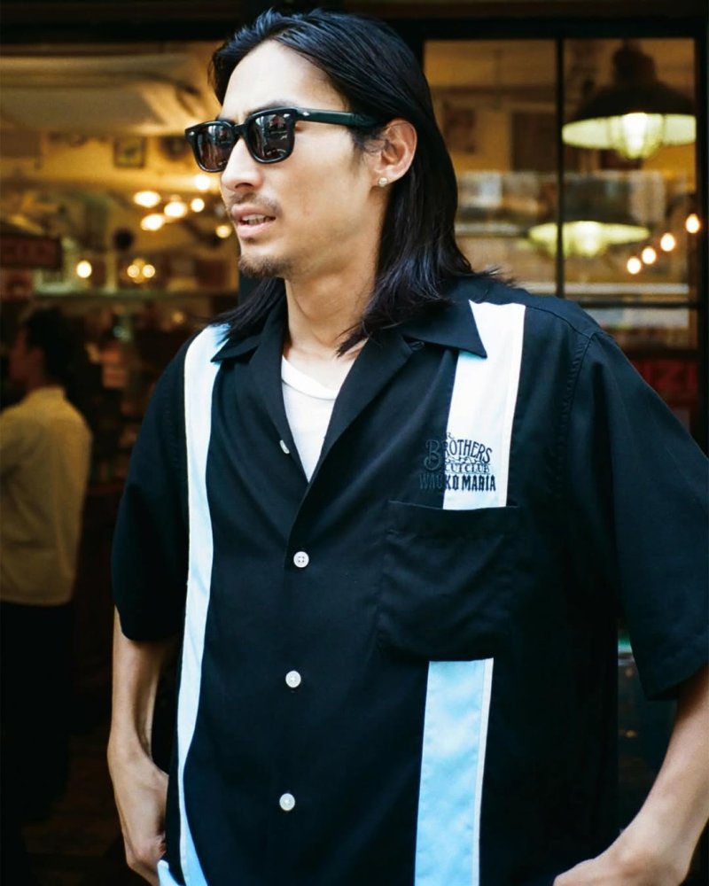 画像2: WACKO MARIA/MR.BROTHERS CUT CLUB / SWITCHING 50'S SHIRT（BLACK）［スイッチング50'Sシャツ-25春夏］