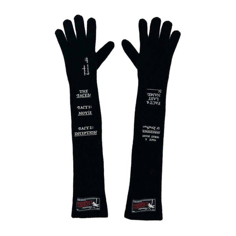 画像1: DAIRIKU/"TATTO" Long Knit Grove（Black）［ロングニットグローブ-25秋冬］