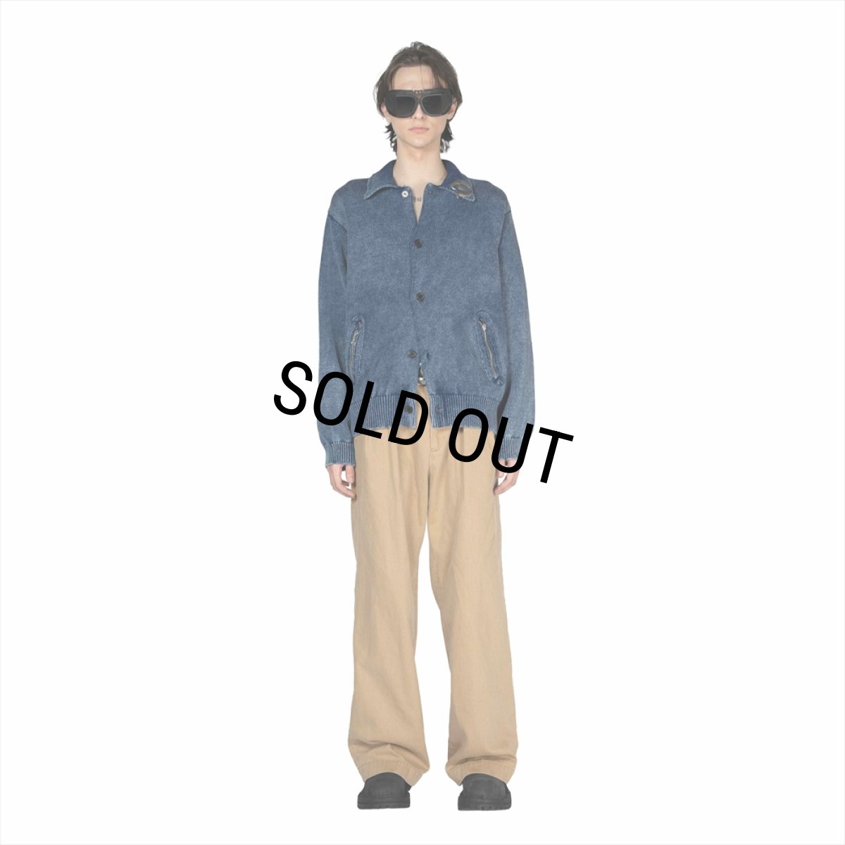 画像3: 【30％OFF】DAIRIKU/Vintage Dyed Knit Jacket（Indigo）［ヴィンテージダイニットJKT-25秋冬］ (3)