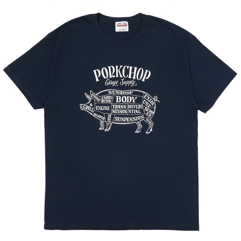 画像1: PORKCHOP/PORK FRONT TEE 25（NAVY）［ポークフロントT-25春夏］