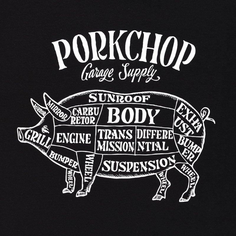 画像3: PORKCHOP/PORK FRONT TEE 25（BLACK）［ポークフロントT-25春夏］