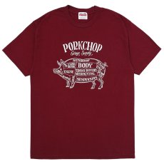 画像1: PORKCHOP/PORK FRONT TEE 25（BURGUNDY）［ポークフロントT-25春夏］ (1)