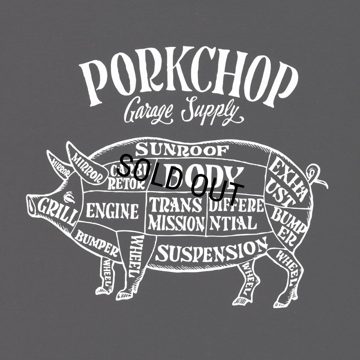 画像3: PORKCHOP/PORK FRONT TEE 25（BLACK）［ポークフロントT-25春夏］ (3)