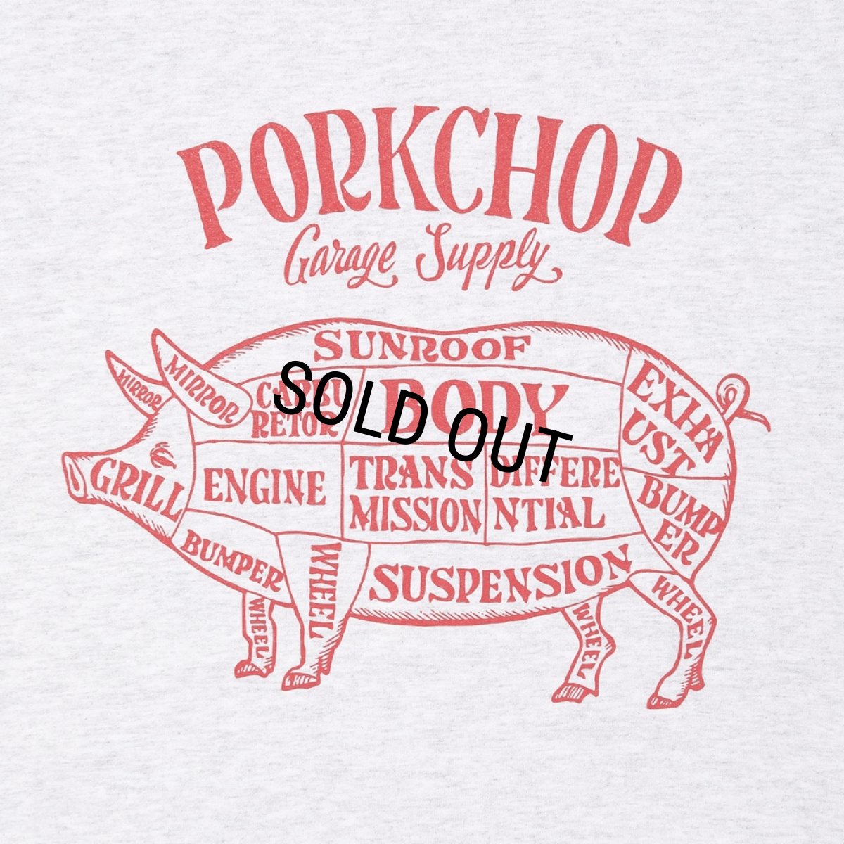 画像3: PORKCHOP/PORK FRONT TEE 25（ASH）［ポークフロントT-25春夏］ (3)