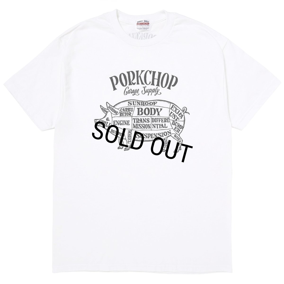 画像1: PORKCHOP/PORK FRONT TEE 25（WHITE）［ポークフロントT-25春夏］ (1)