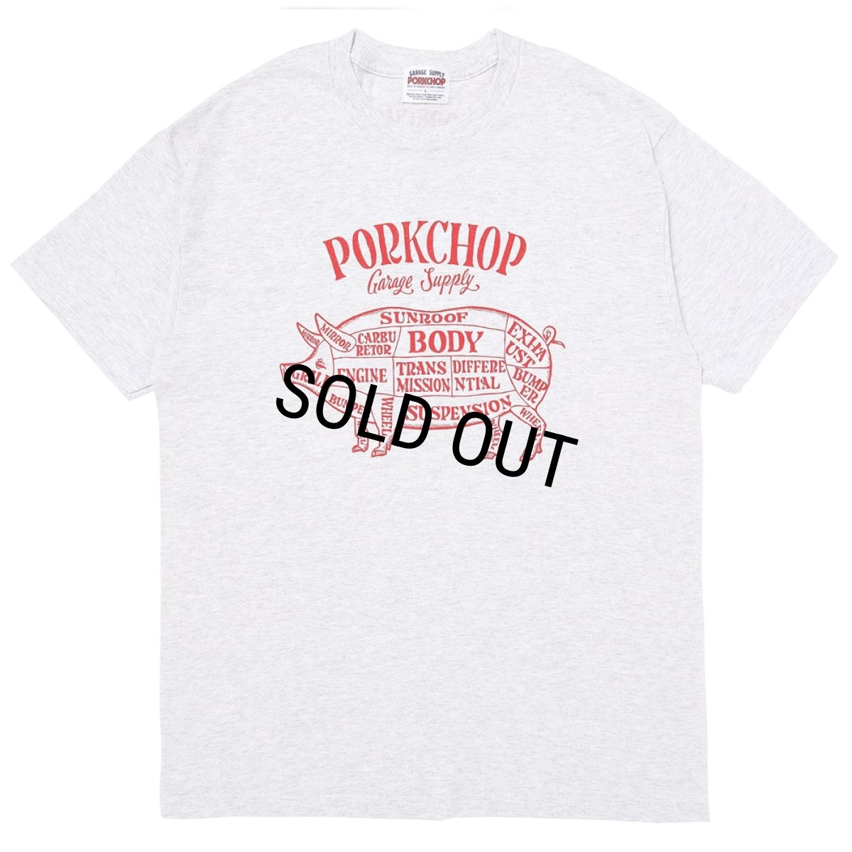 画像1: PORKCHOP/PORK FRONT TEE 25（ASH）［ポークフロントT-25春夏］ (1)