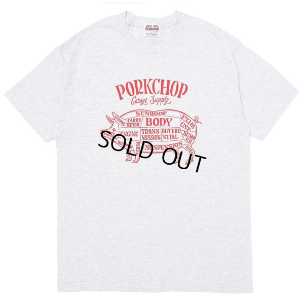 画像1: PORKCHOP/PORK FRONT TEE 25（ASH）［ポークフロントT-25春夏］