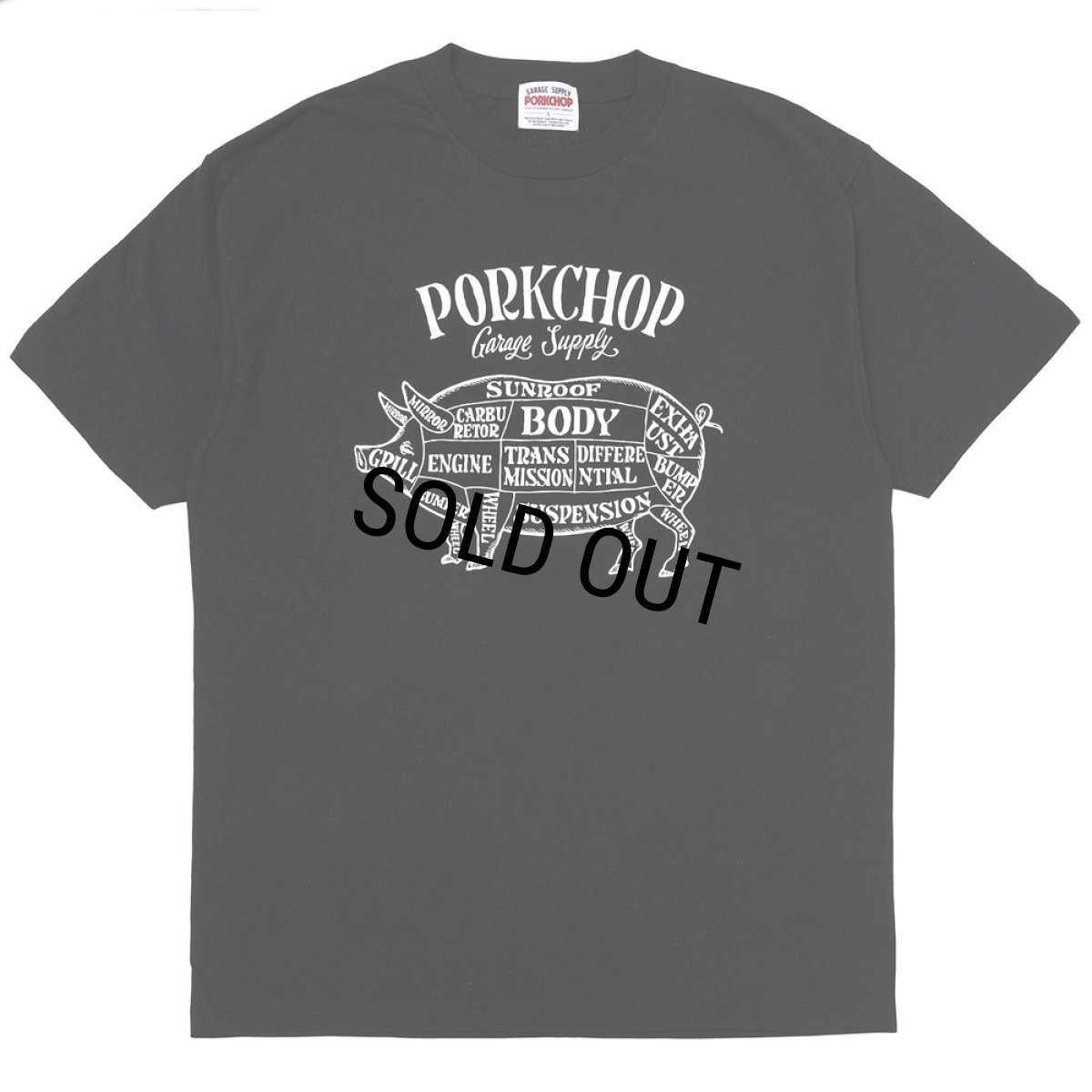 画像1: PORKCHOP/PORK FRONT TEE 25（BLACK）［ポークフロントT-25春夏］ (1)