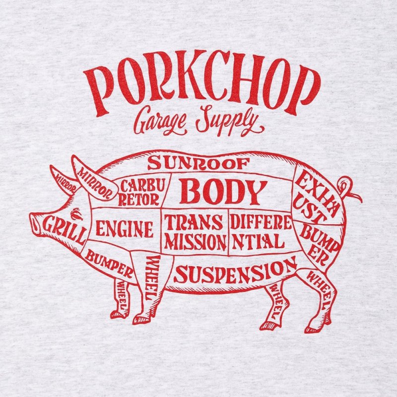 画像3: PORKCHOP/PORK FRONT TEE 25（ASH）［ポークフロントT-25春夏］
