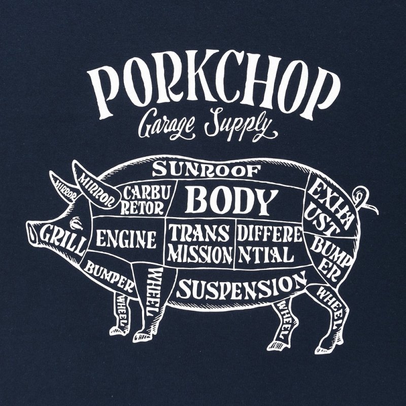 画像3: PORKCHOP/PORK FRONT TEE 25（NAVY）［ポークフロントT-25春夏］