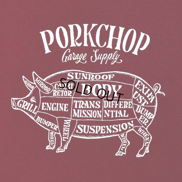 画像3: PORKCHOP/PORK FRONT TEE 25（BURGUNDY）［ポークフロントT-25春夏］