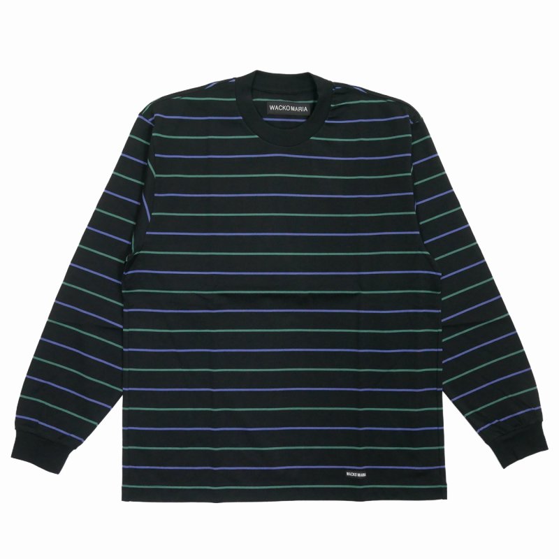 画像1: WACKO MARIA/STRIPED LONG SLEEVE T-SHIRT（BLACK）［ストライプ長袖T-25秋冬］