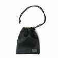 画像1: WACKO MARIA/LEATHER DRAWSTRING BAG（BLACK）［レザードローストリングバッグ-25秋冬］ (1)