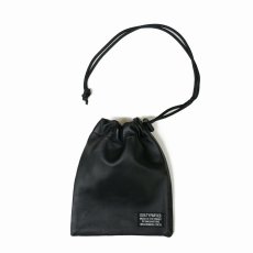 画像1: WACKO MARIA/SHEEP LEATHER DRAWSTRING BAG（BLACK）［レザードローストリングバッグ-25秋冬］ (1)