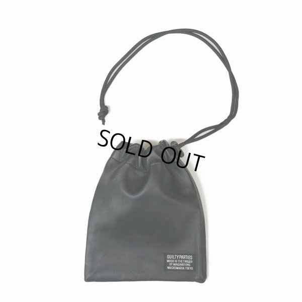 画像1: WACKO MARIA/LEATHER DRAWSTRING BAG（BLACK）［レザードローストリングバッグ-25秋冬］