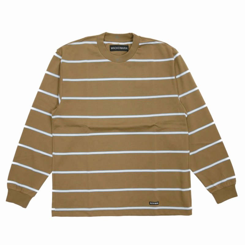 画像1: WACKO MARIA/STRIPED LONG SLEEVE T-SHIRT（BROWN）［ストライプ長袖T-25秋冬］