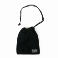 画像1: WACKO MARIA/SUEDE LEATHER DRAWSTRING BAG（BLACK）［スウェードレザードローストリングバッグ-25秋冬］ (1)