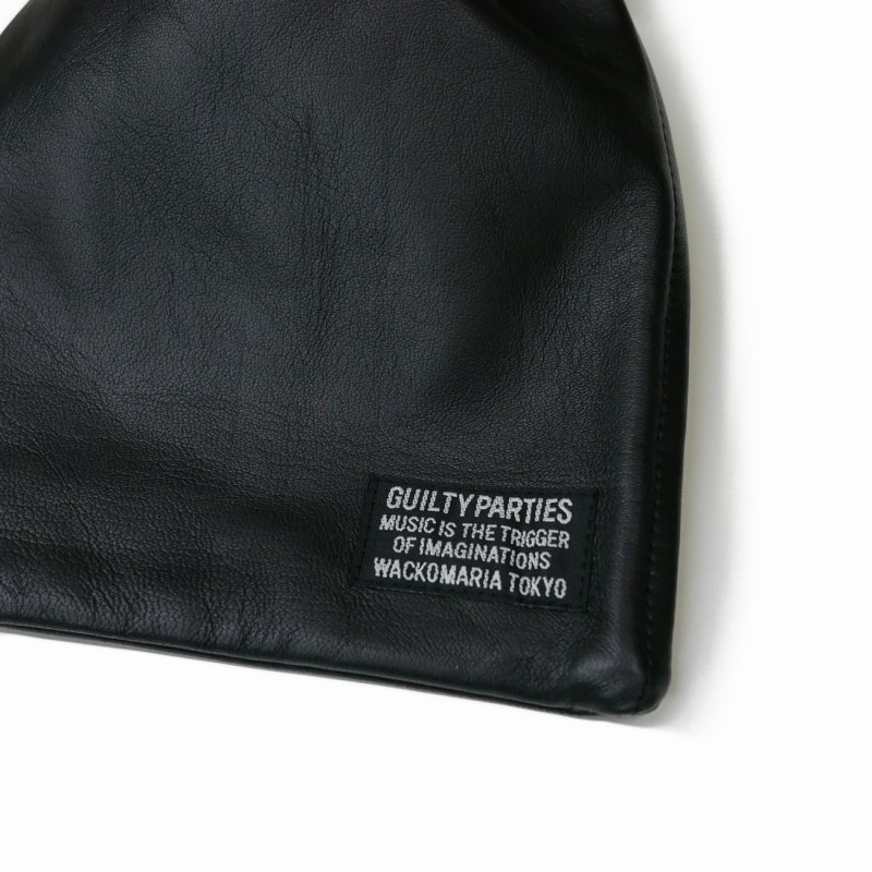 画像2: WACKO MARIA/SHEEP LEATHER DRAWSTRING BAG（BLACK）［レザードローストリングバッグ-25秋冬］