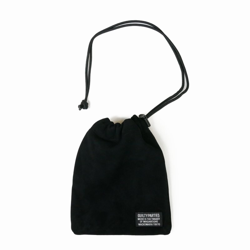 画像1: WACKO MARIA/SHEEP SUEDE LEATHER DRAWSTRING BAG（BLACK）［スウェードドローストリングバッグ-25秋冬］