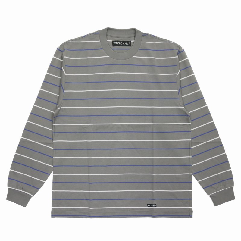 画像1: WACKO MARIA/STRIPED LONG SLEEVE T-SHIRT（GRAY）［ストライプ長袖T-25秋冬］