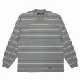 画像1: WACKO MARIA/STRIPED LONG SLEEVE T-SHIRT（GRAY）［ストライプ長袖T-25秋冬］ (1)