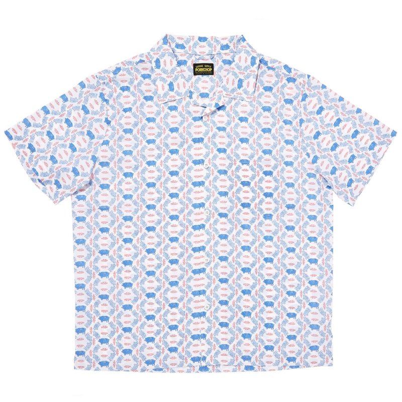画像1: PORKCHOP/PORK AOP SHIRT（WHITE）［総柄シャツ-25春夏］