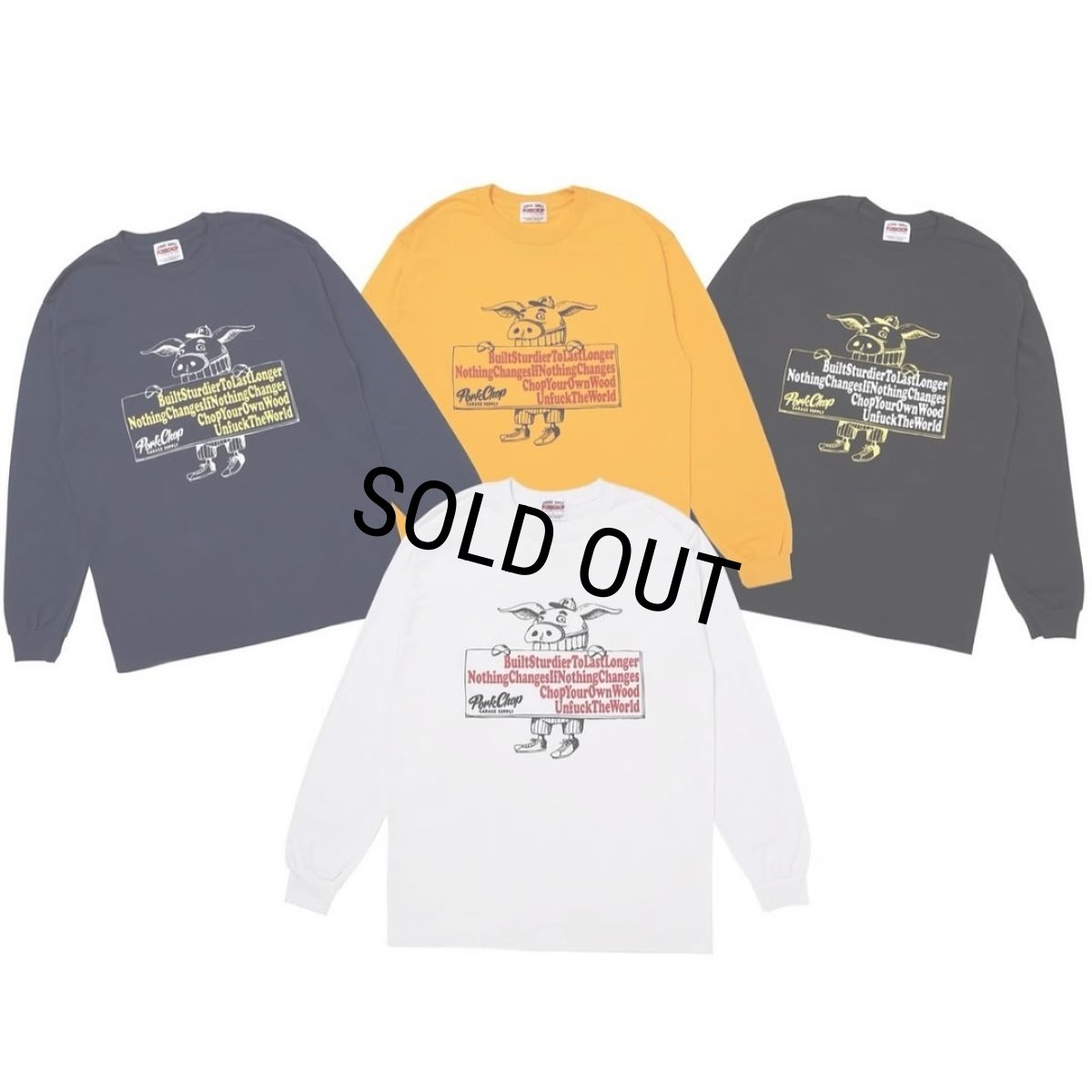 画像5: PORKCHOP/SLOGAN L/S TEE（WHITE）［スローガン長袖T-25秋冬］ (5)