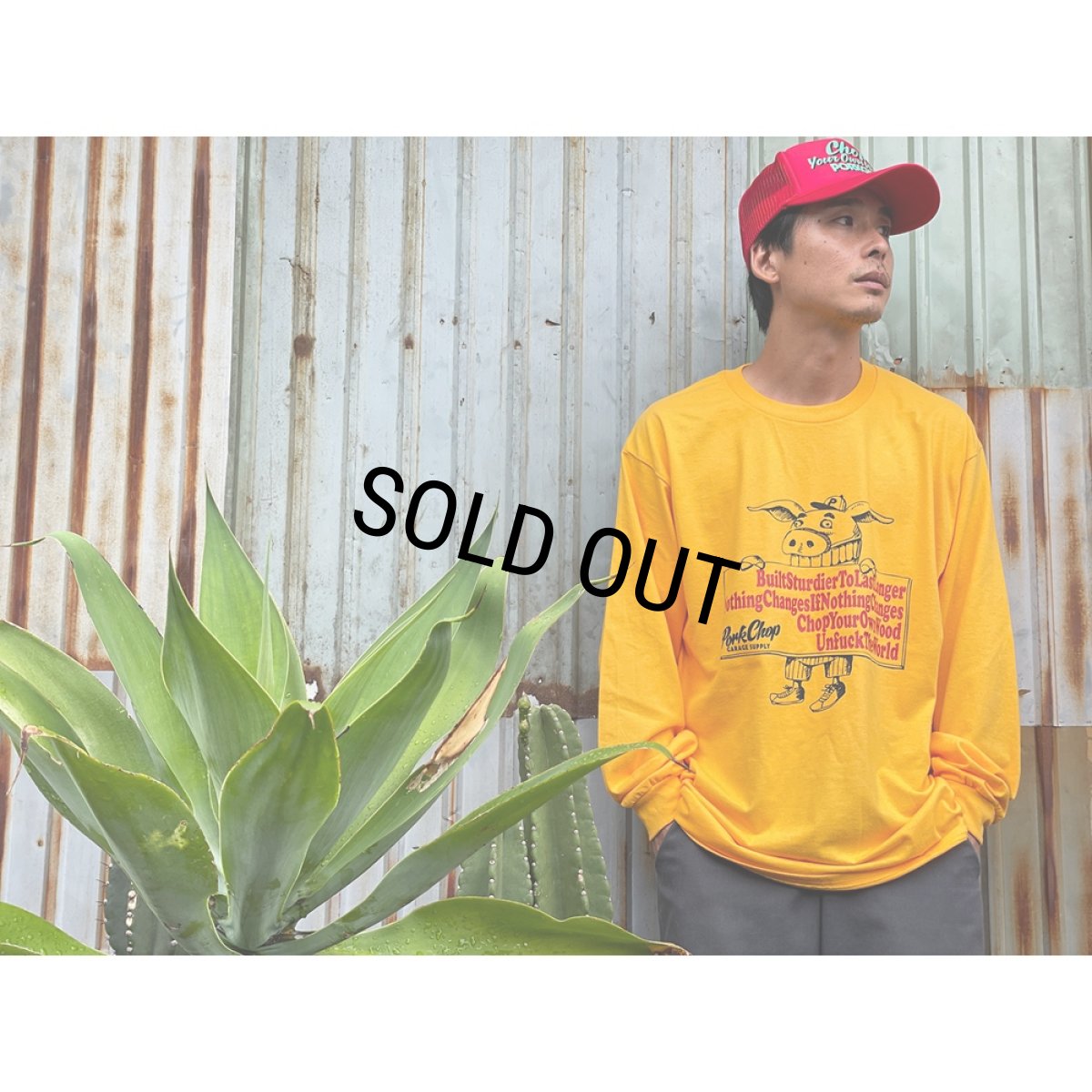画像5: PORKCHOP/SLOGAN L/S TEE（GOLD）［スローガン長袖T-25秋冬］ (5)