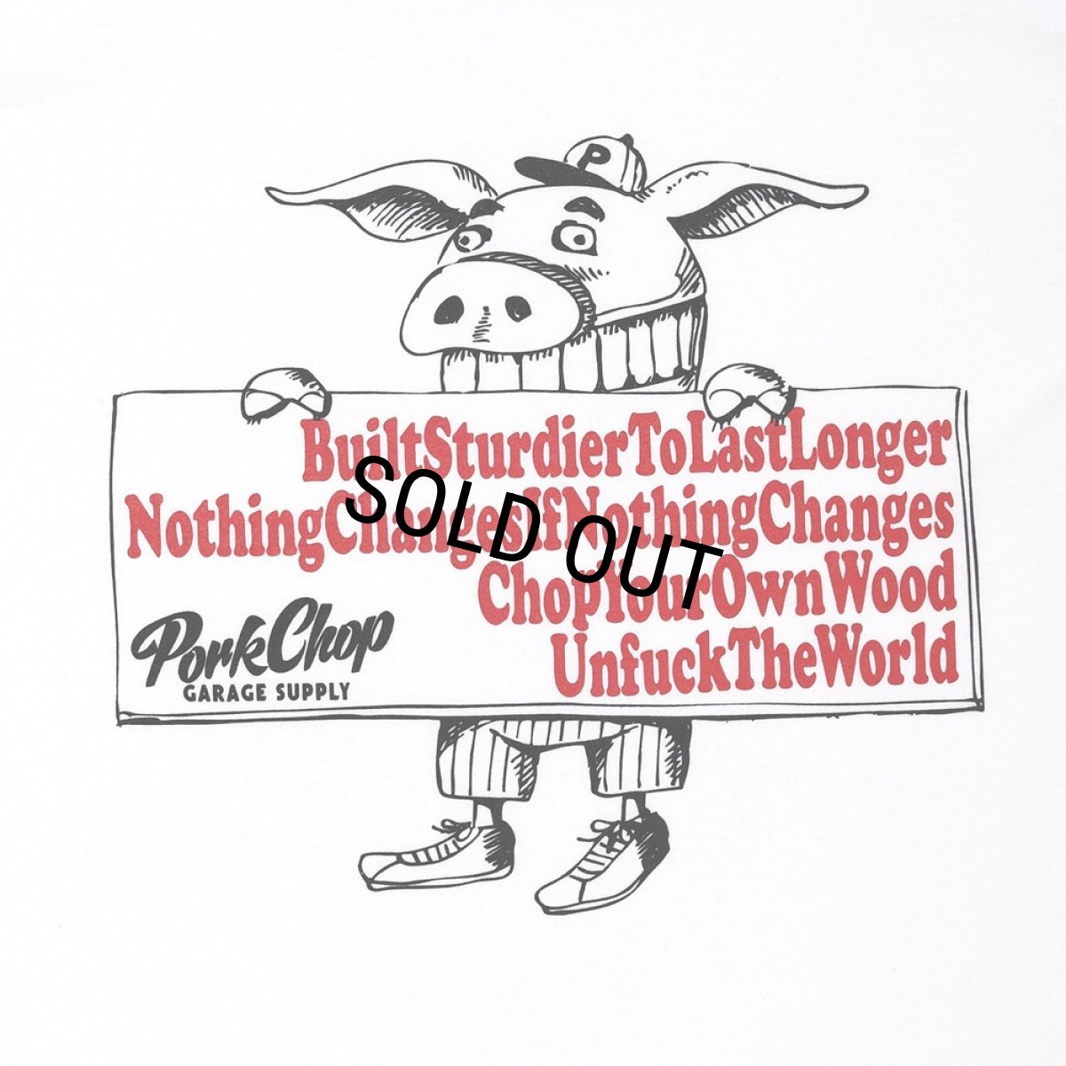画像3: PORKCHOP/SLOGAN L/S TEE（WHITE）［スローガン長袖T-25秋冬］ (3)