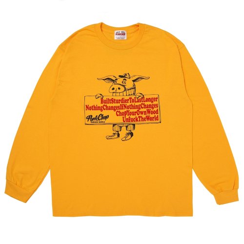 他の写真1: PORKCHOP/SLOGAN L/S TEE（GOLD）［スローガン長袖T-25秋冬］