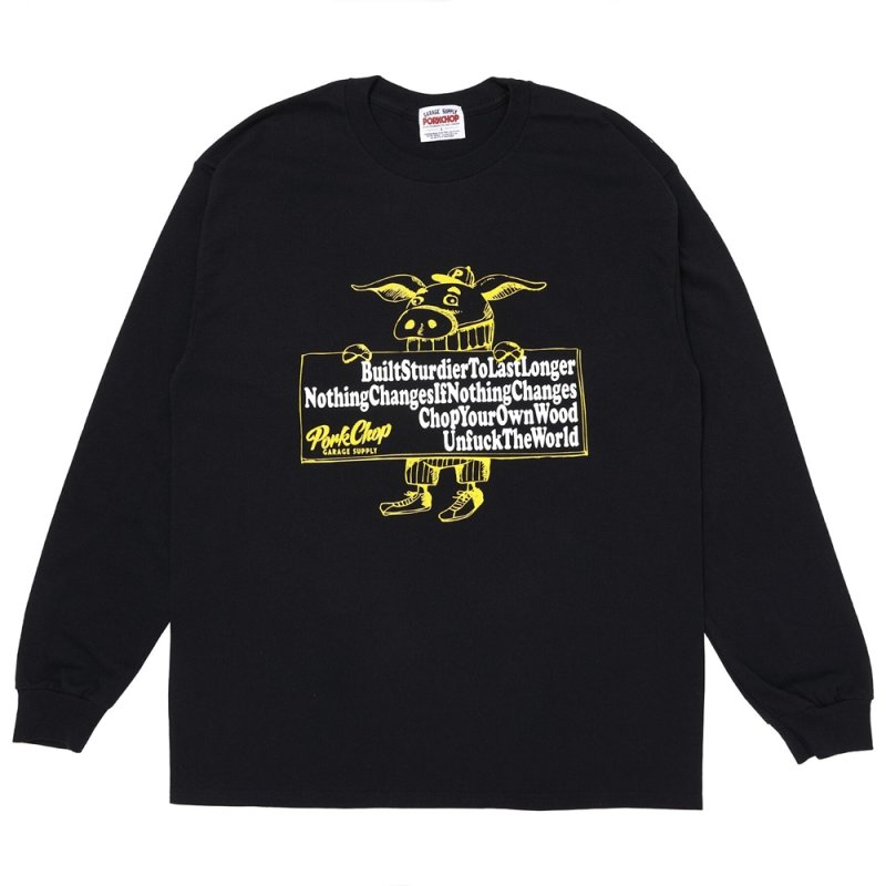 画像1: PORKCHOP/SLOGAN L/S TEE（BLACK）［スローガン長袖T-25秋冬］