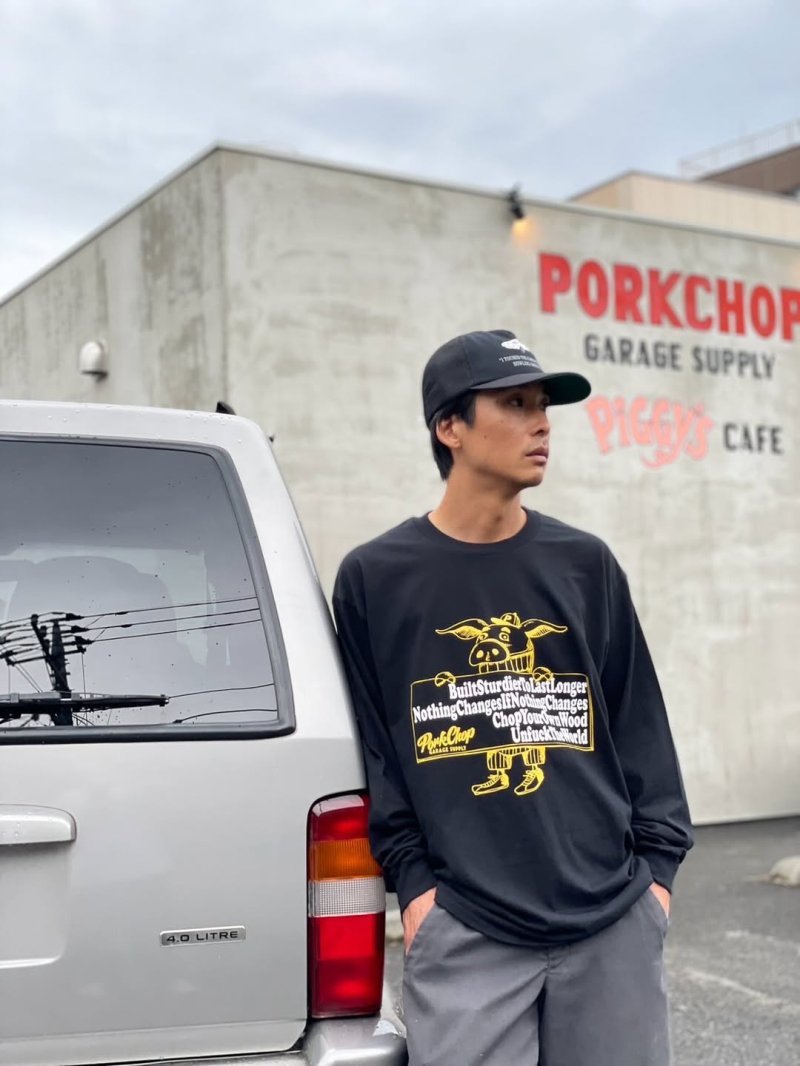 画像3: PORKCHOP/SLOGAN L/S TEE（BLACK）［スローガン長袖T-25秋冬］
