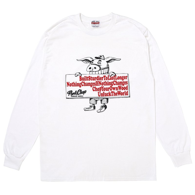 画像1: PORKCHOP/SLOGAN L/S TEE（WHITE）［スローガン長袖T-25秋冬］