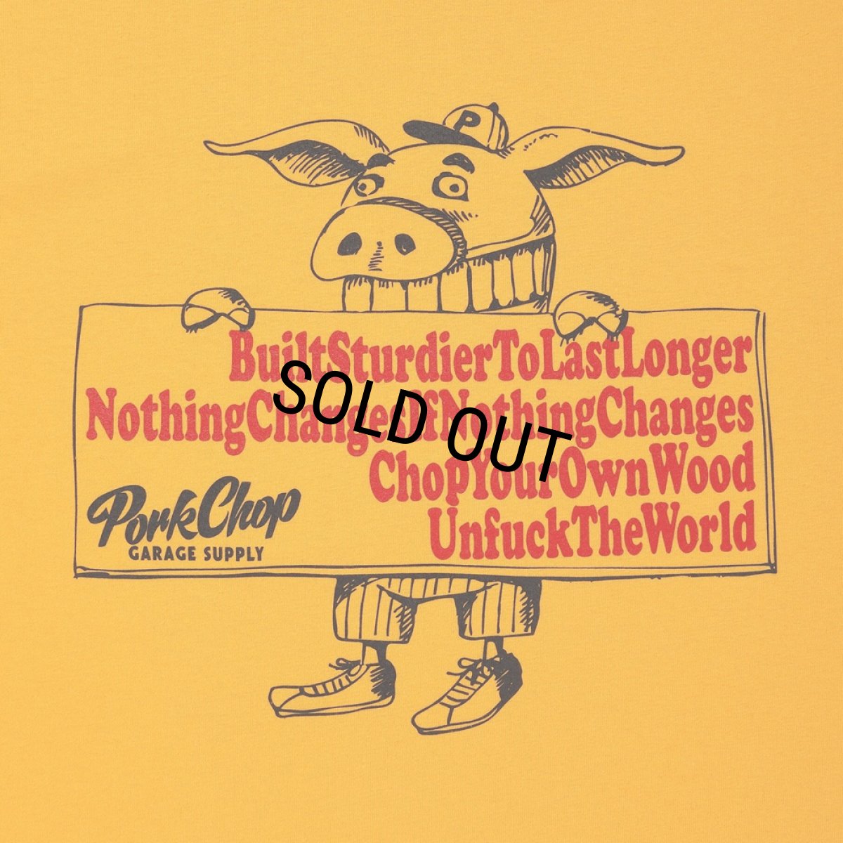 画像3: PORKCHOP/SLOGAN L/S TEE（GOLD）［スローガン長袖T-25秋冬］ (3)