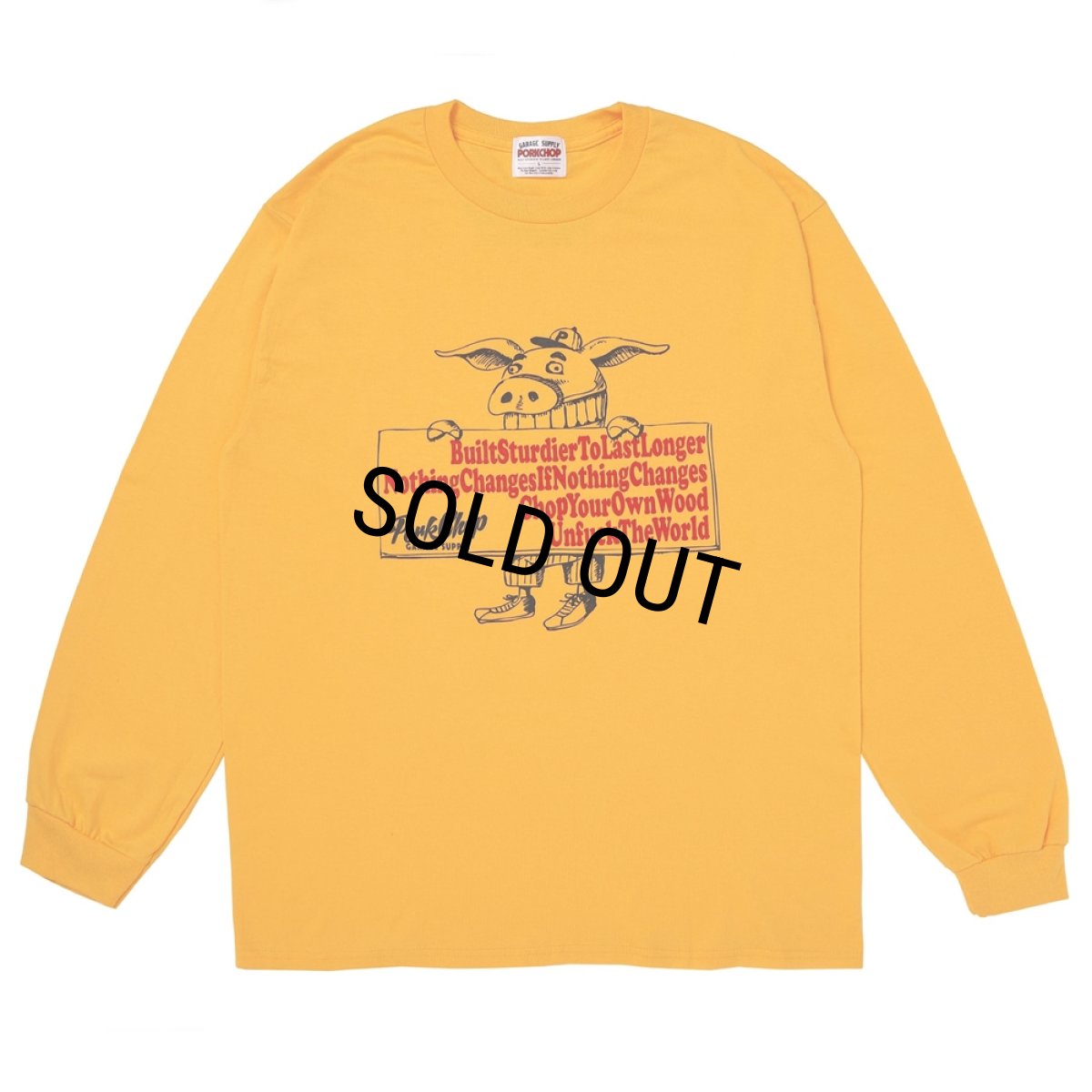 画像1: PORKCHOP/SLOGAN L/S TEE（GOLD）［スローガン長袖T-25秋冬］ (1)