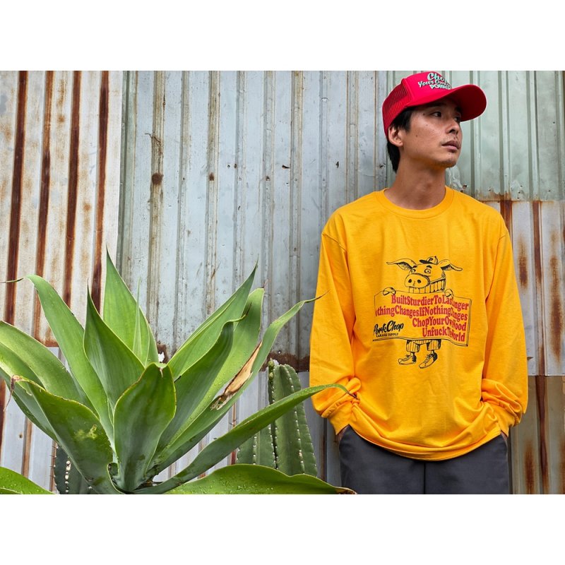 画像3: PORKCHOP/SLOGAN L/S TEE（GOLD）［スローガン長袖T-25秋冬］